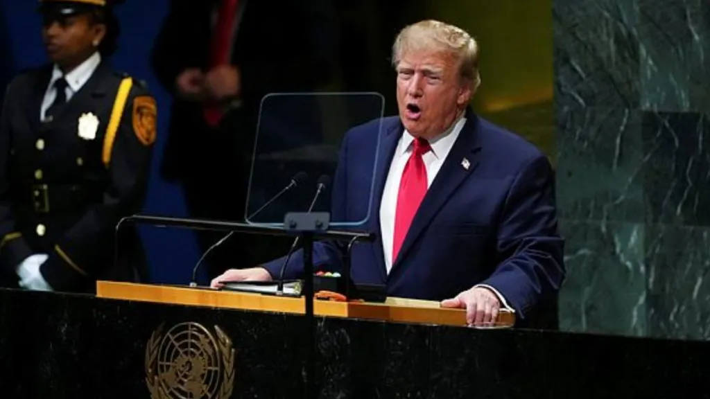 President Donald Trump speaks to the United Nations General Assembly, Tuesday, Sept. 22, 2026, at the UN headquarters. AI
