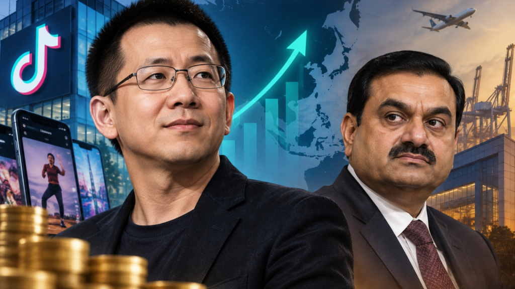 The latest rankings have placed Zhang ahead of Adani on the Bloomberg Billionaires Index (AI-generated image)