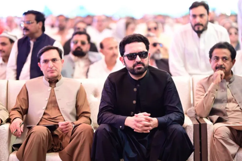 Sohail Afridi sitting with Gohar Ali Khan (left), PTI’s chairman in Imran Khan’s absence [Courtesy of Sohail Afridi Official Facebook page]