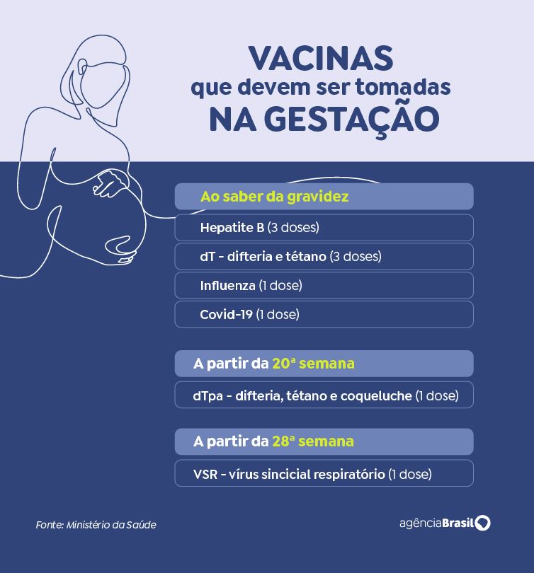 29/09/2026 - Vacina que devem ser tomadas na Gestação. Foto: Arte/EBC
