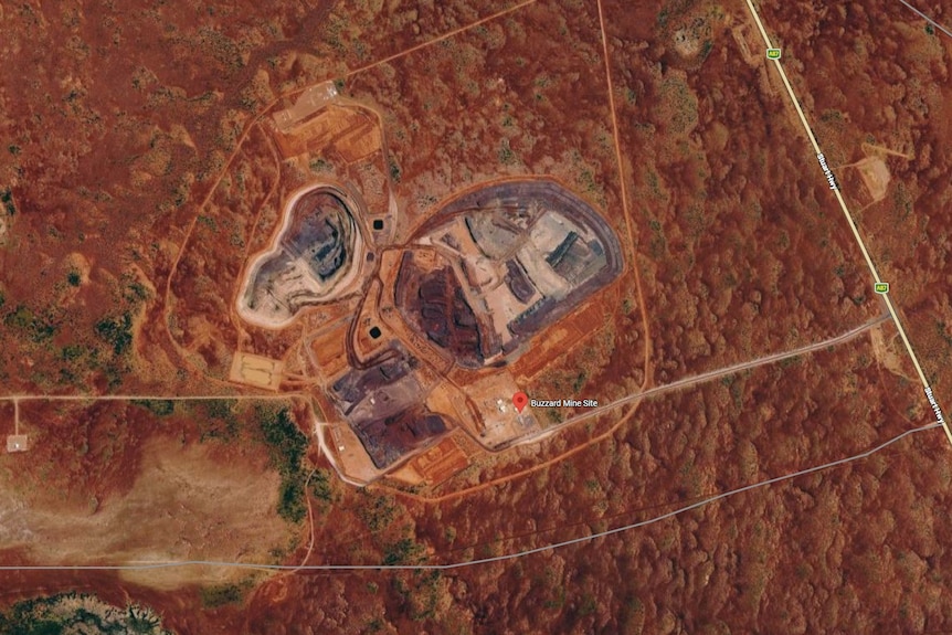 An overhead view of the Buzzard Iron Ore Project mine site.