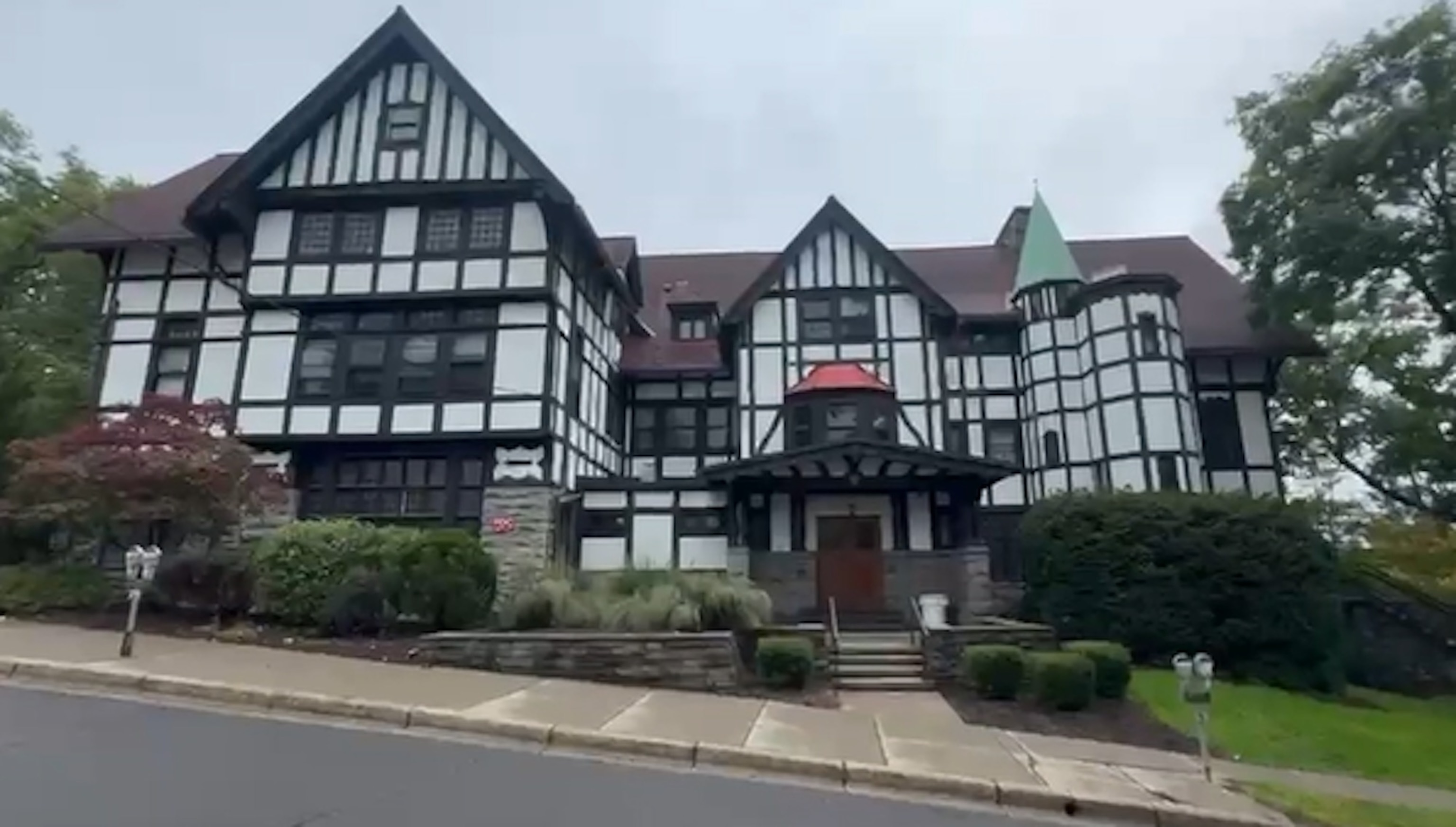 This photo shows the former Chi Phi fraternity house in Ithaca, where a former Cornell University student alleges that she was drugged and gang-raped in 2024.ABC News