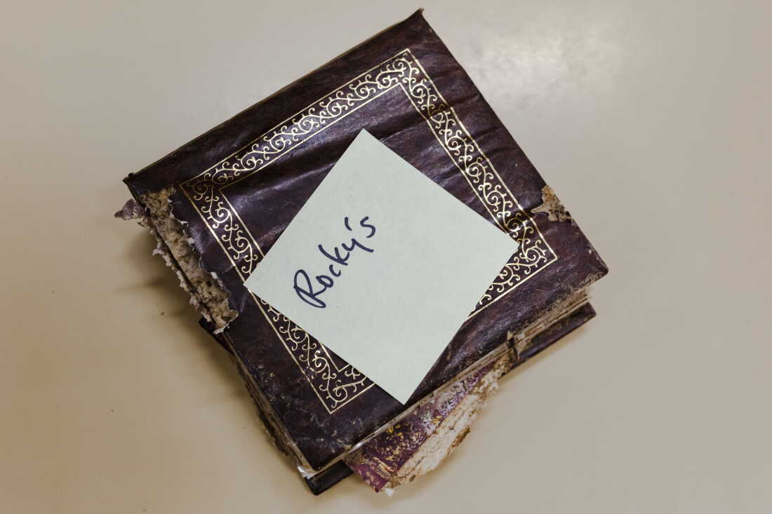 A photo album waits to be returned to owners. 