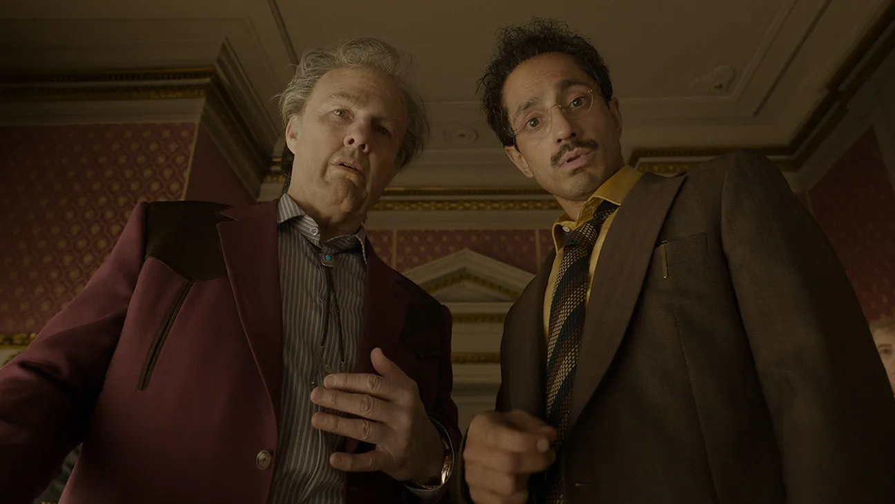 Tom Cruise (left) and Riz Ahmed in Warner Bros.’ Digger. Courtesy Warner Bros. Pictures