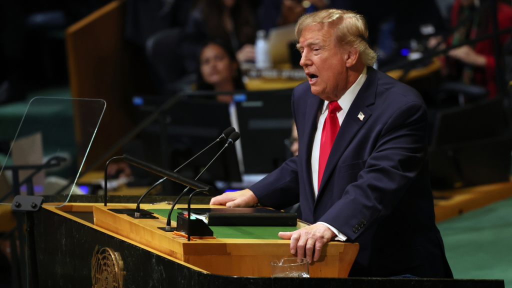 United States President Donald Trump speaks during the 81st session of the United Nations General Assembly at United Nations headquarters, on Tuesday. (AP Photo)