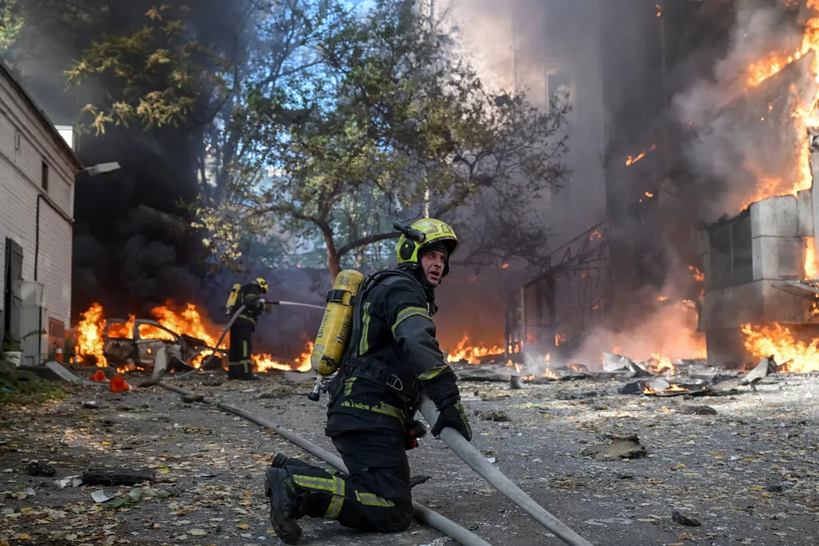 Aftermath of a Russian drone attack in Kyiv