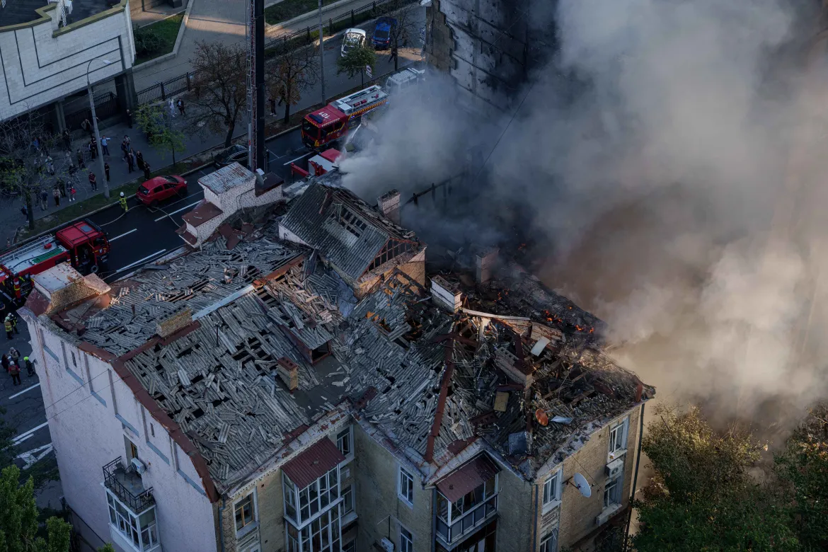 Aftermath of a Russian drone attack in Kyiv