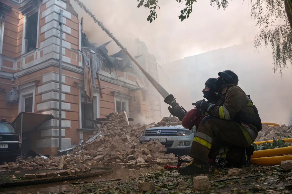 Aftermath of a Russian drone attack in Kyiv
