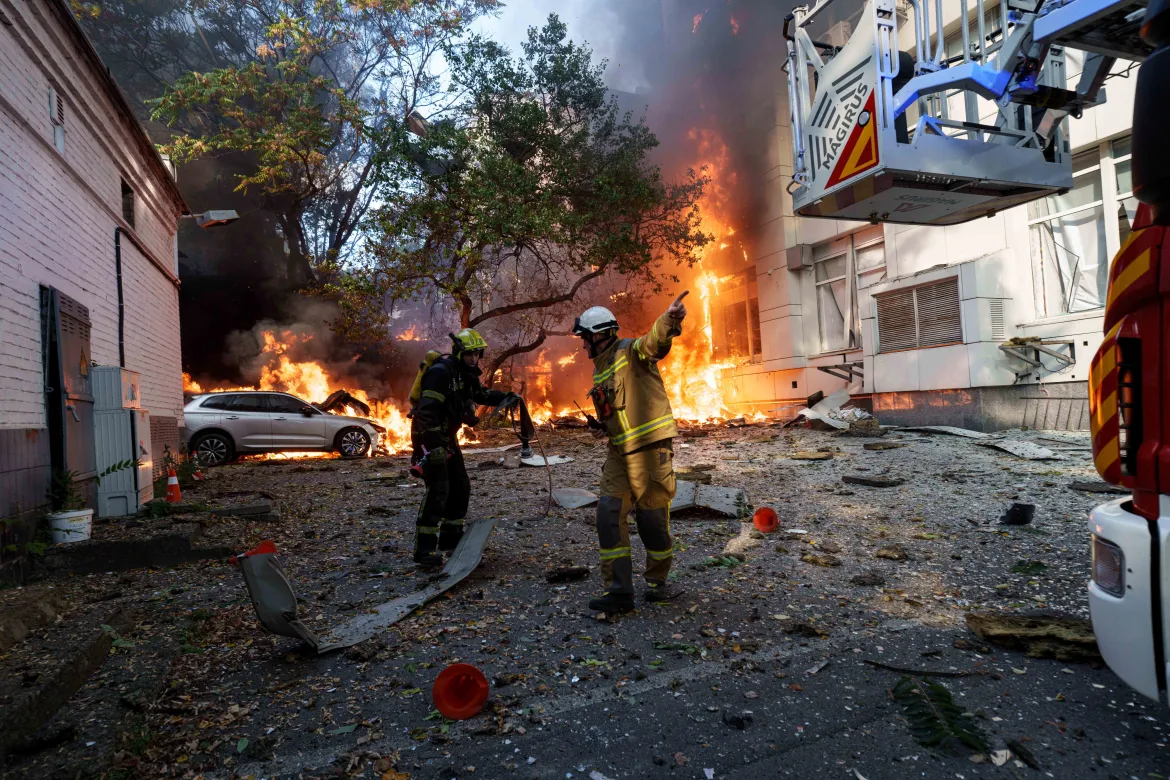 Aftermath of a Russian drone attack in Kyiv
