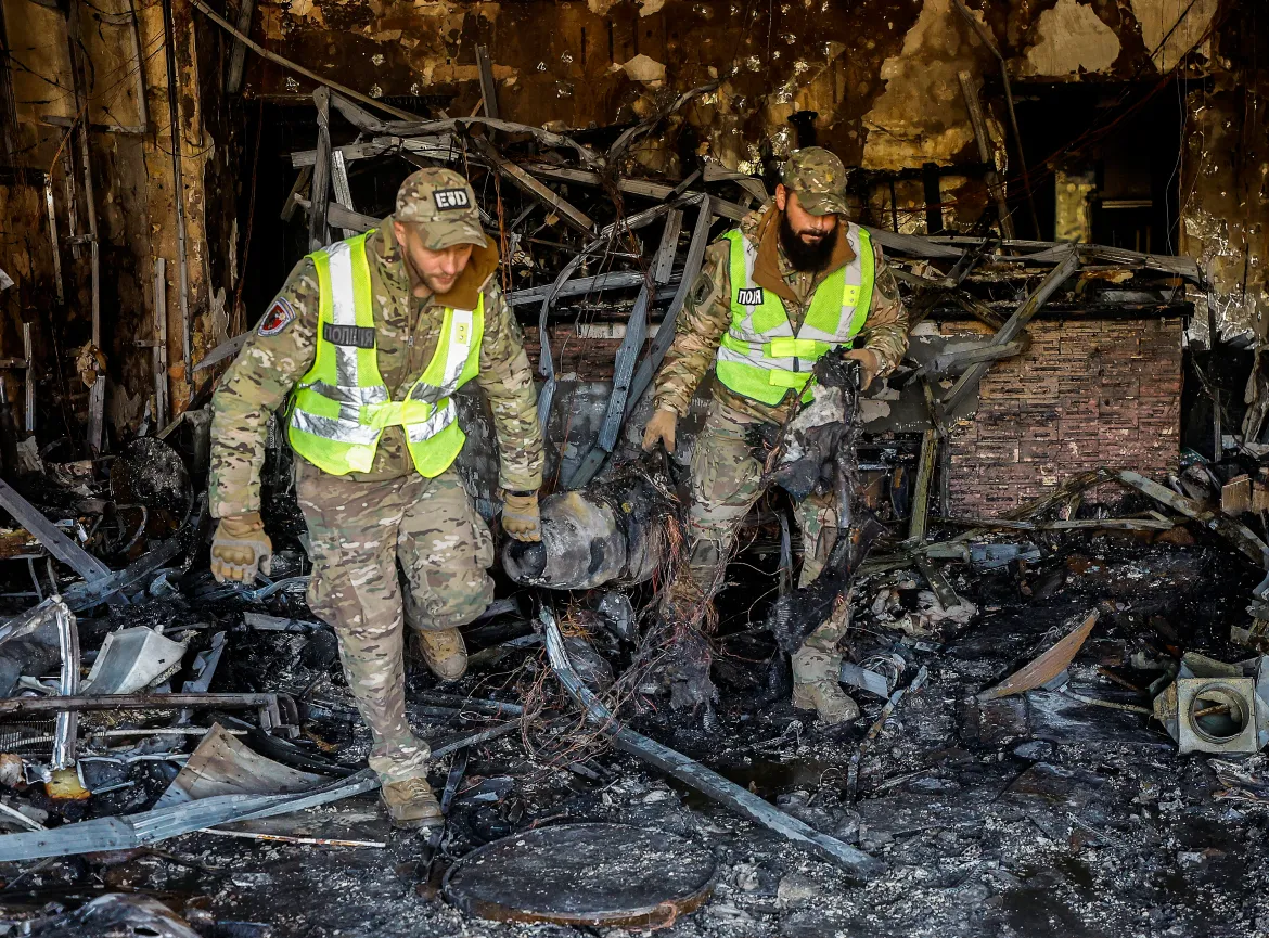 Aftermath of a Russian drone attack in Kyiv