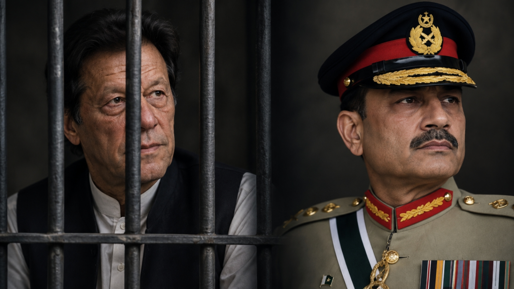 Former Pakistani prime minister Imran Khan and Army chief Asim Munir. (AI-generated image)
