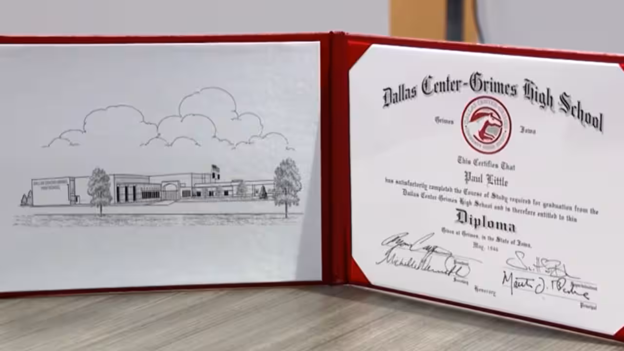 Little was surprised with his diploma at his nursing home<br>