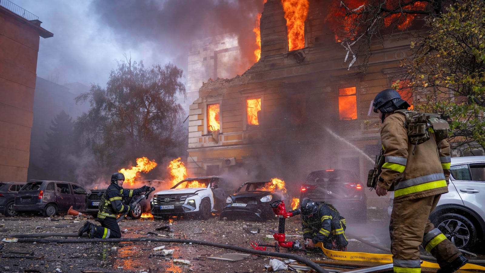 Russian drones hammer apartments, offices and cultural landmark in Ukraine, killing 7