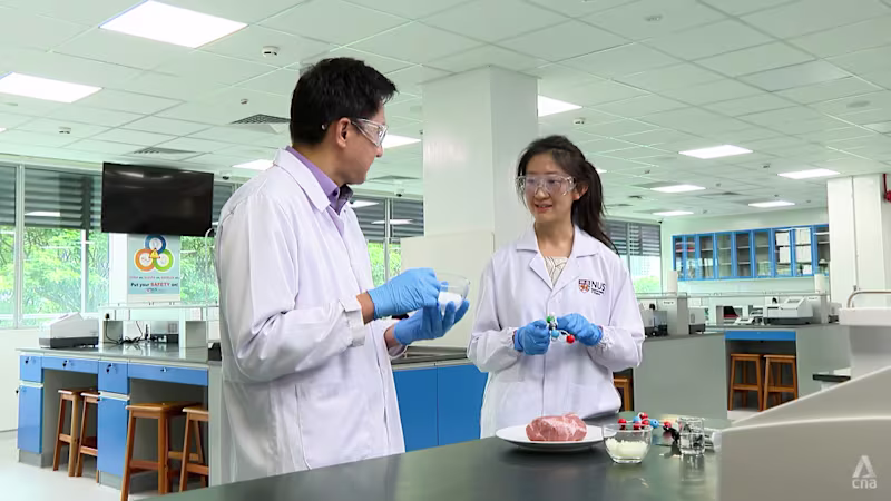 Talking Point host Steven Chia with Dr Yeo Hui Qi, a lecturer in the National University of Singapore’s food science and technology department.