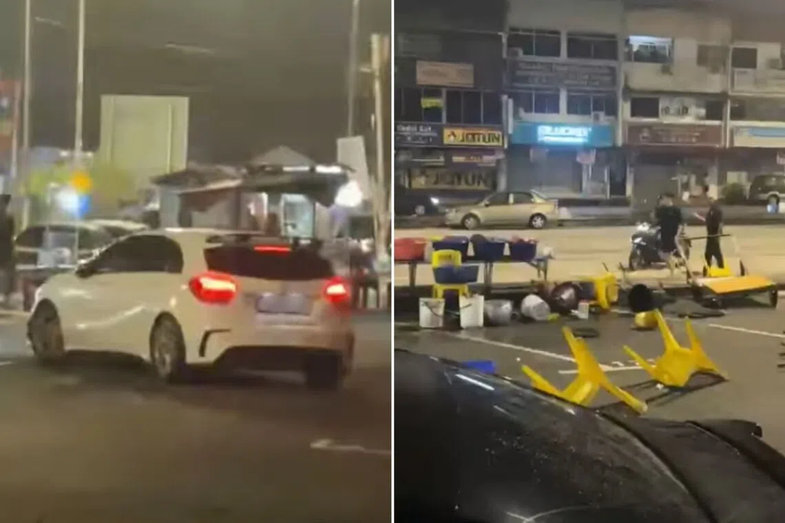 JB police investigating S’pore-registered car caught on video ramming into food stall