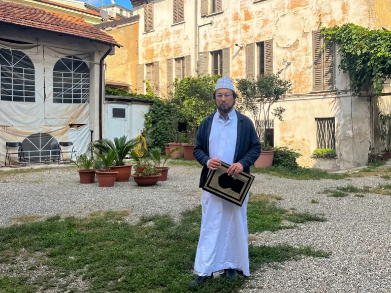 Imam Yahya Pallavicini at the al-Wahid mosque in Milan, Italy [Federica Marsi/Al Jazeera]