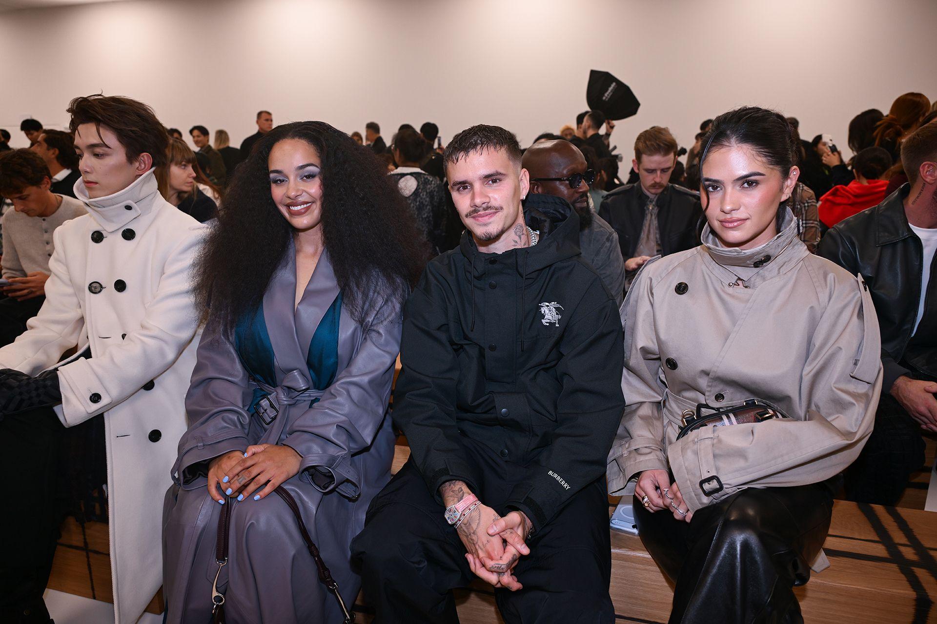 Leo Wu, Jorja Alice Smith, Romeo Beckham and Kim Turnbull at the Burberry fashion show as a part of London RTW Spring/Summer 2027 fashion week on September 21, 2026 in London, England. 